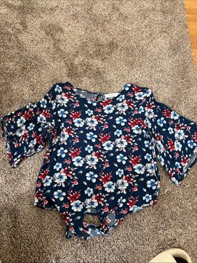 Blue Floral Blouse